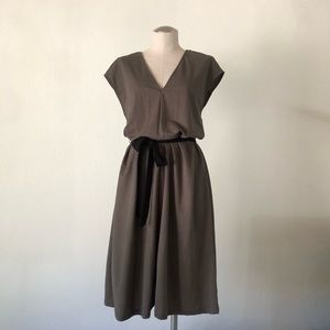Zara Brown Midi Dress, Linen blend M